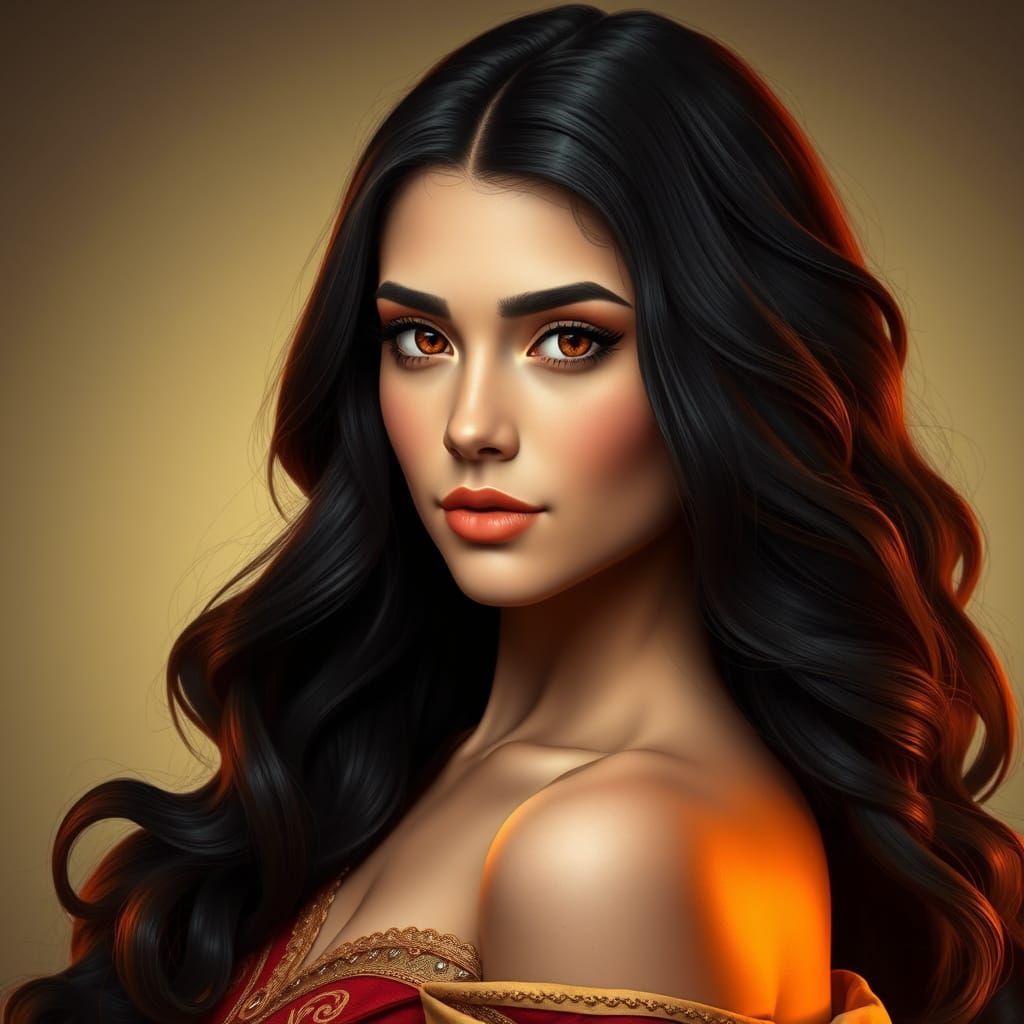 Regal Art Nouveau Woman Portrait