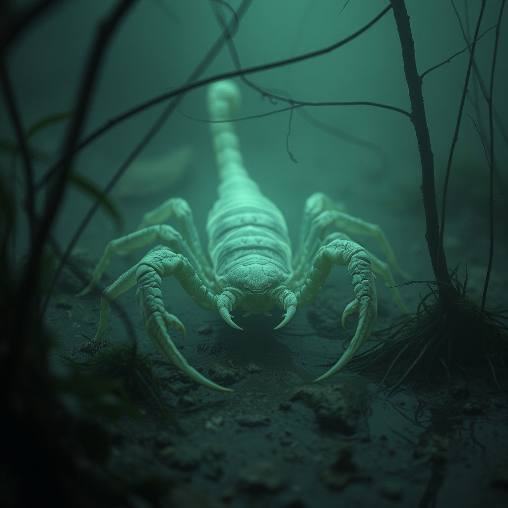 Ethereal Scorpion in a Dreamlike Swamp Landscape in a Fantas...