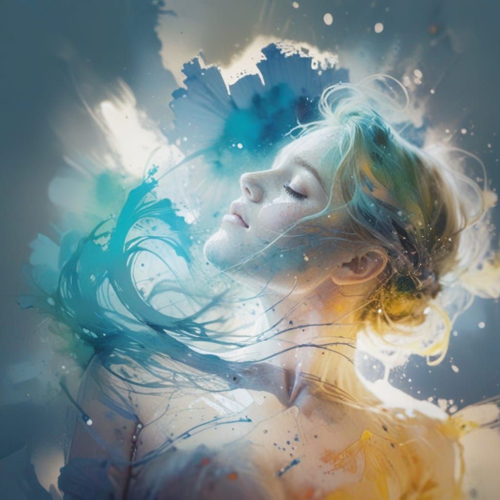 Ethereal Figure in Pastel Watercolor and Ink