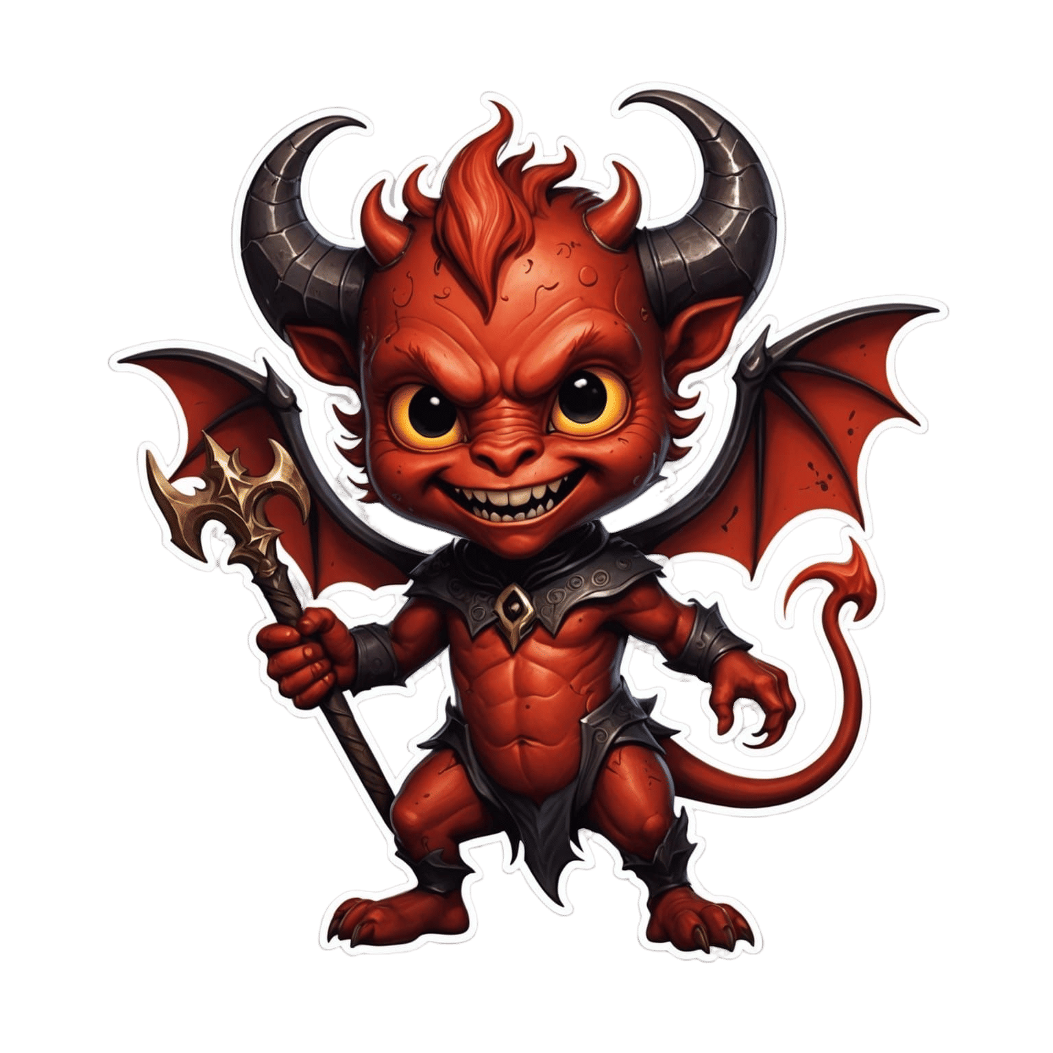 Fantastical Little Devil in Vibrant Colors, Intricate Detail