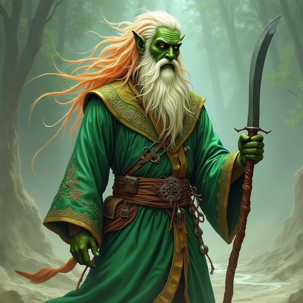 Mystical Elfish Shaman with Curved Knife