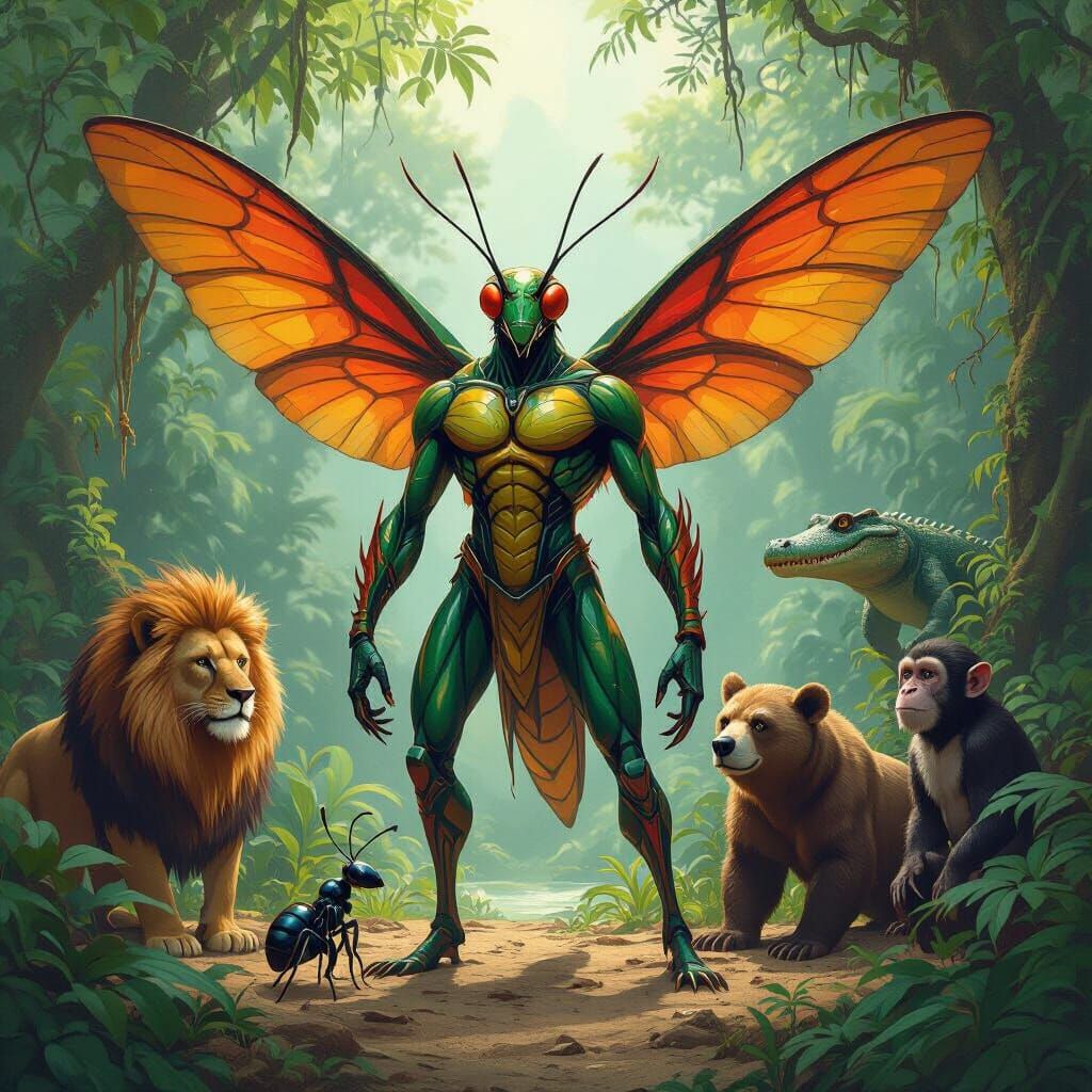 Mythical Mantis Creature in Amazon Jungle