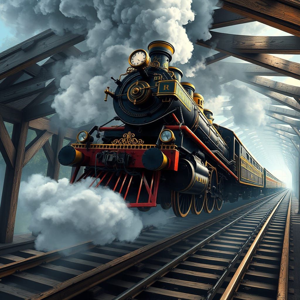 Majestic Steam-Powered Locomotive Soars Through the Air in a...