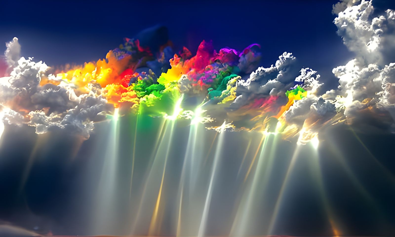 Rainbow Sunbeam Aurora in Hyperreal Mixed Media