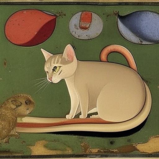 Cat Burial Ceremony in Giotto di Bondone Style