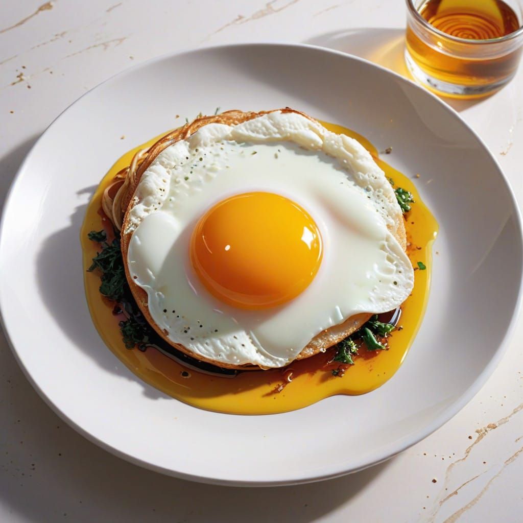 Golden Fried Egg Anime Food Art