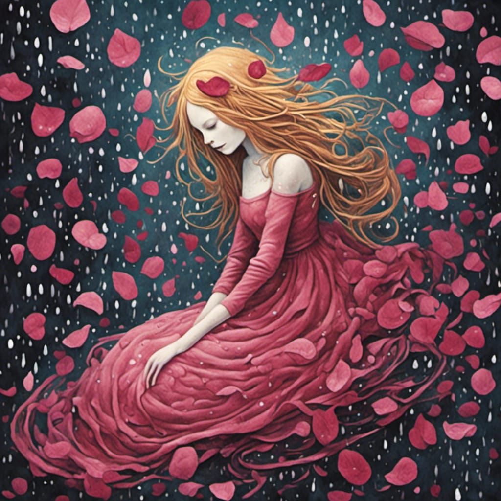 <lora:CSS:1.0> gothic Alice in a rain of rose petals; dreamc...