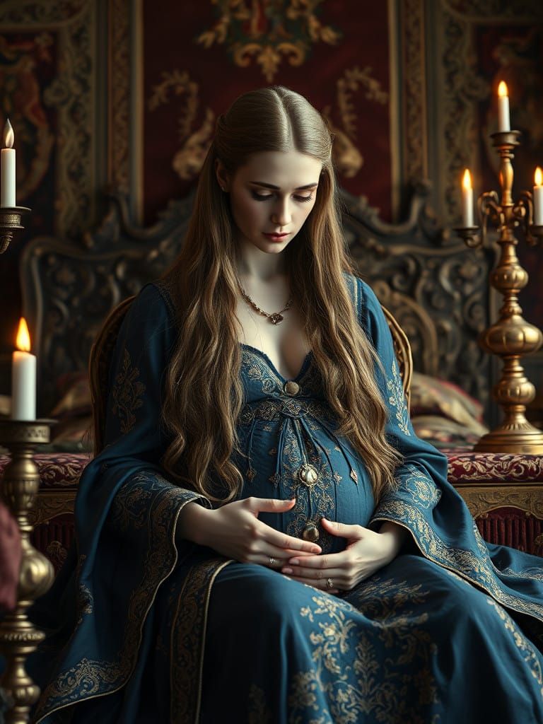 A Pregnant Tudor Queen Sits in Melancholy Opulence