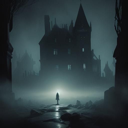 Ghosts in Haunted Mansion: Dark Fantasy in Rutkowski Style