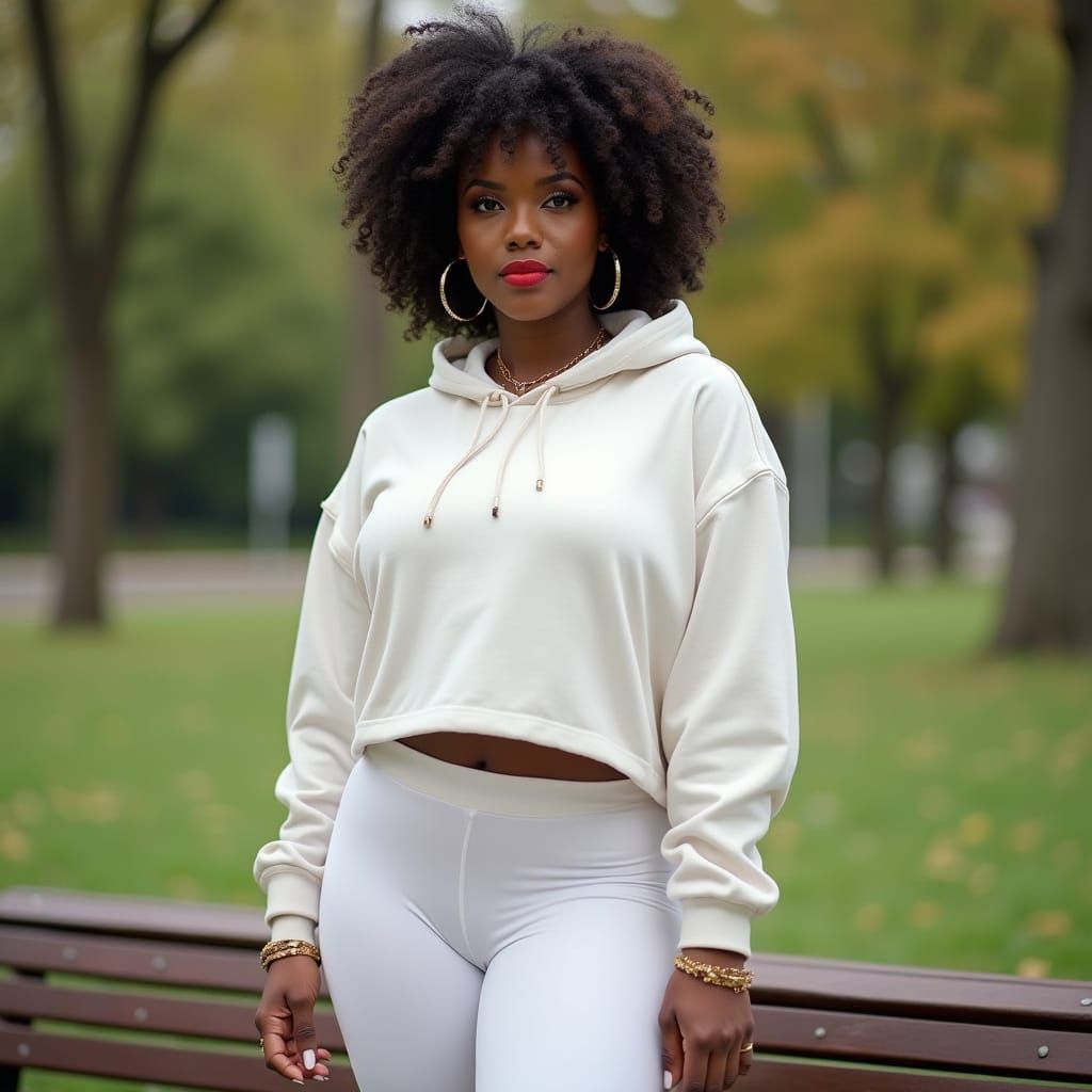 Stunning Curvy Woman with Natural Curls, Art Nouveau Style