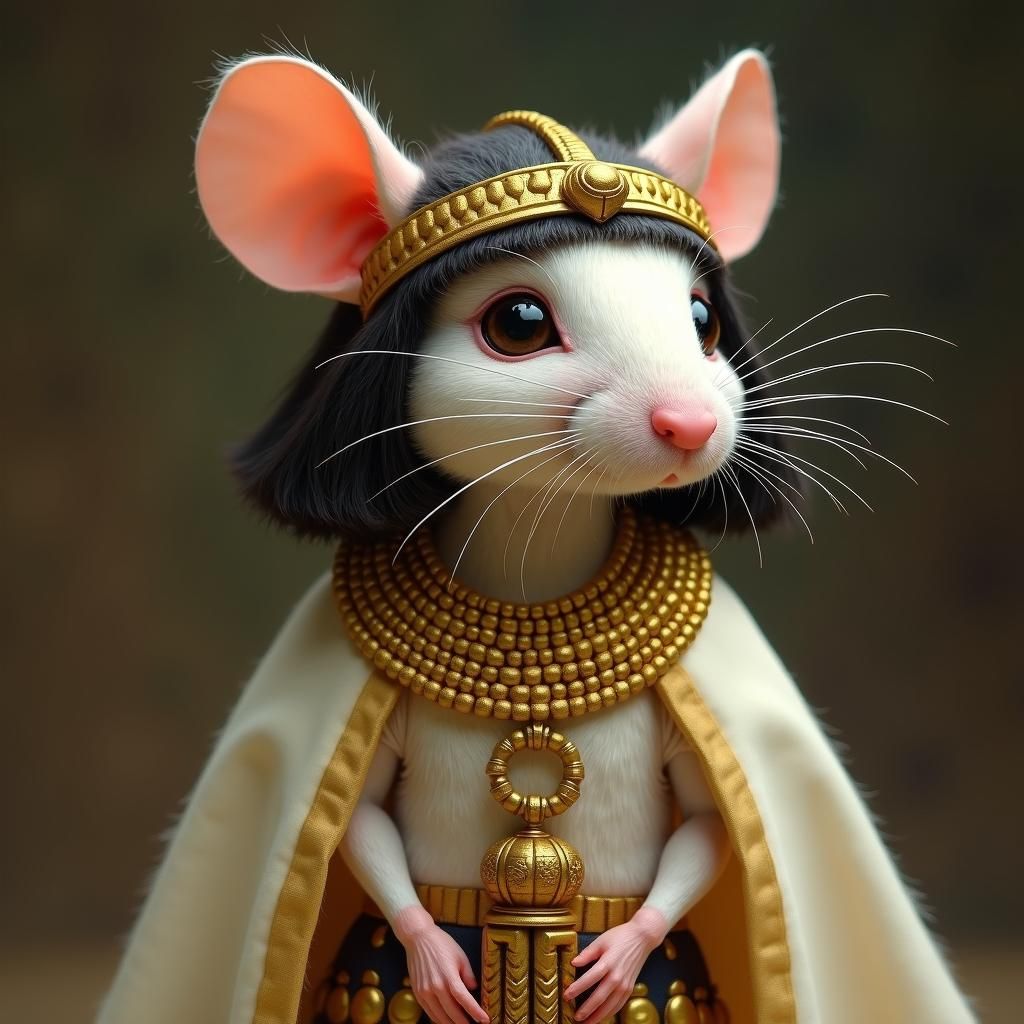 Mrs. Tittlemouse as Cleopatra: Photorealistic Oil Painting