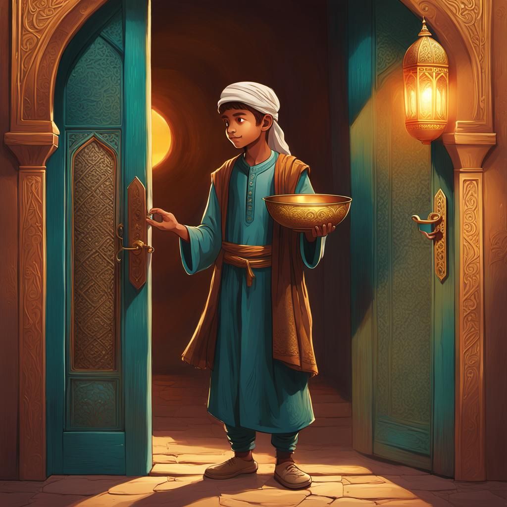 Orphan at Imam Ali's Doorway: Islamic Golden Hour