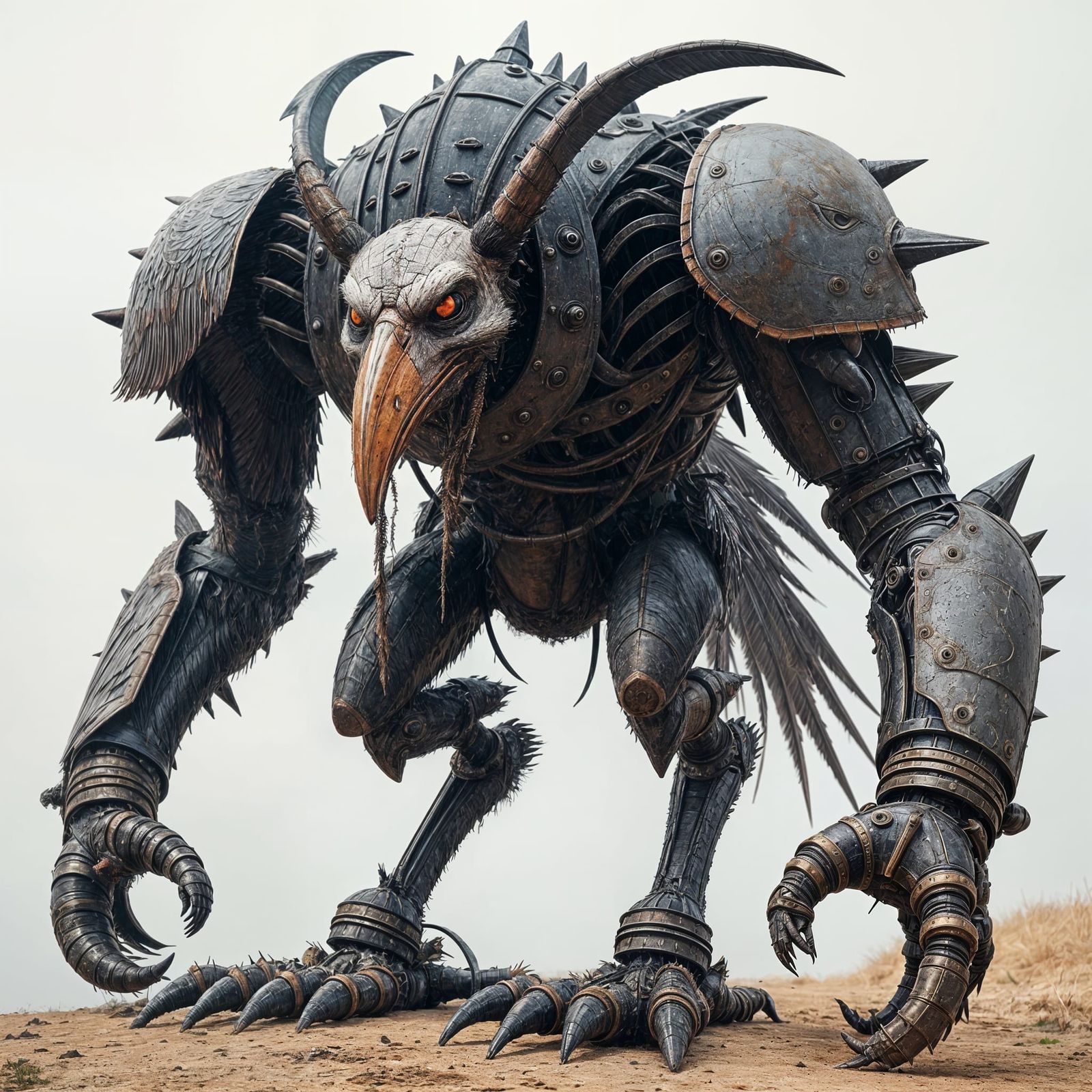 Mechanical Avian Abomination Towers Over the Landscape