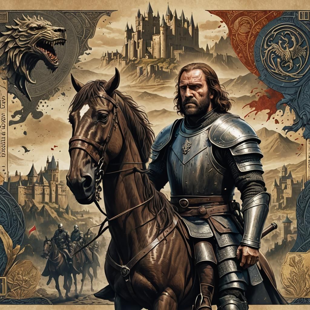 Sandor Clegane Art Banknote: Detailed Fantasy Art