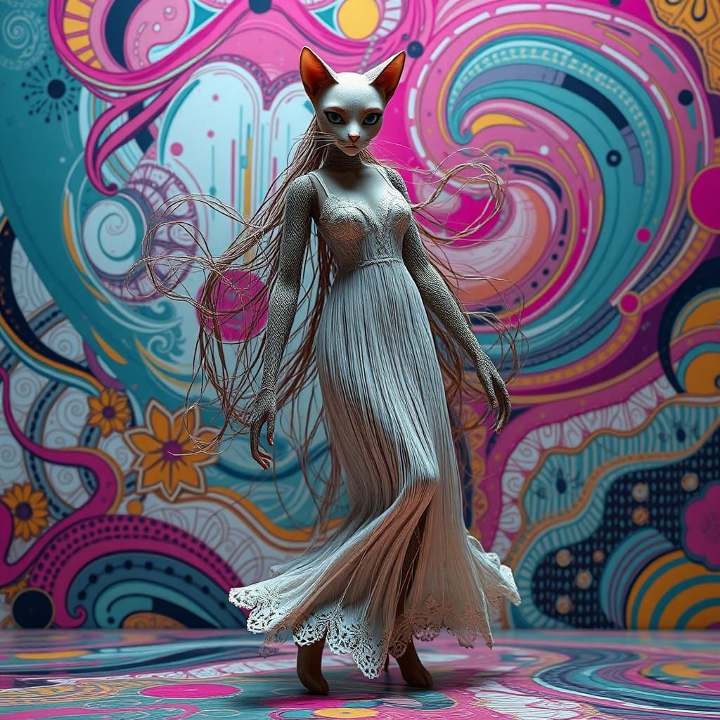 Android Woman Doll Figure in Photorealistic Style