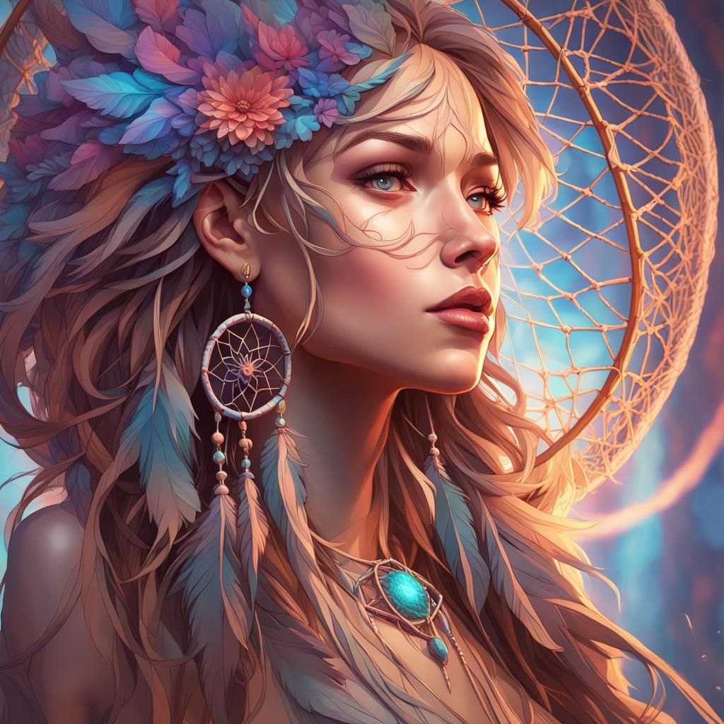 Dream Catcher Portrait in Dynamic Lighting