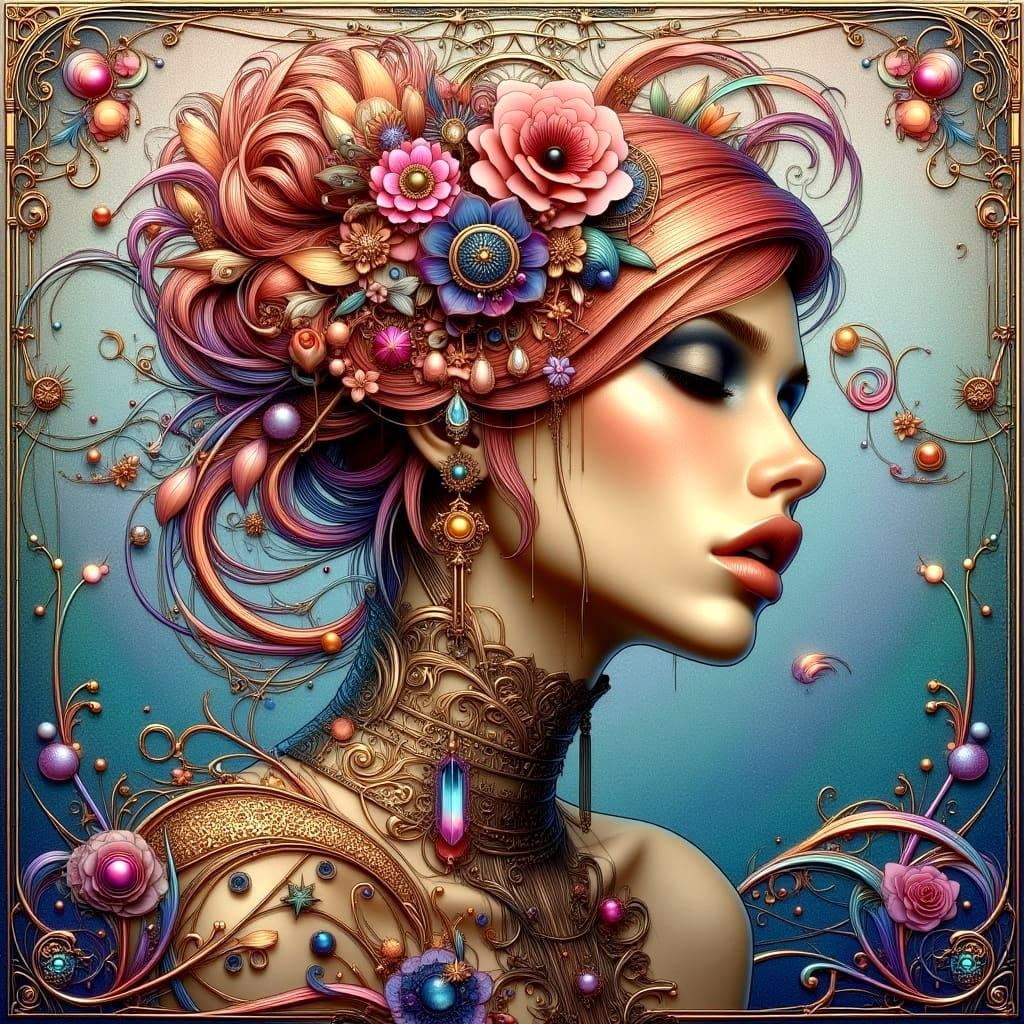 Pastel Dreamscapes: A Klimt-Inspired Art Nouveau Punk Master...