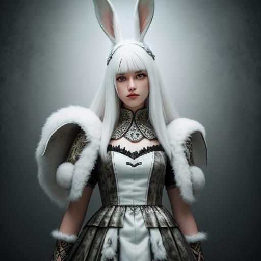 Happy Teen Girl with Rabbit Ears in HDR