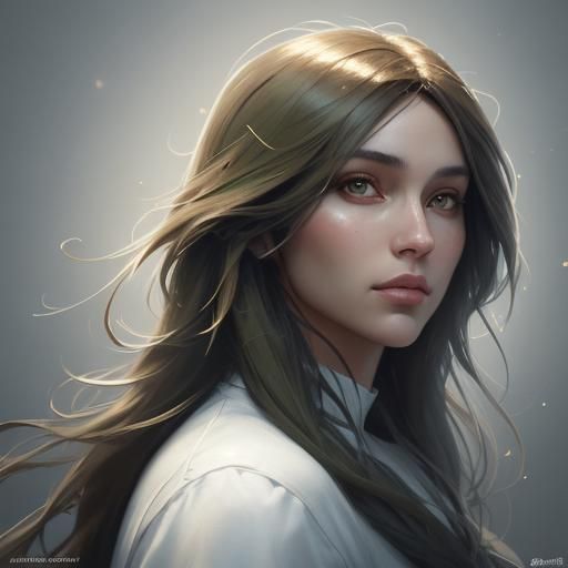 Olive-Skinned Woman Portrait in Art Nouveau Style