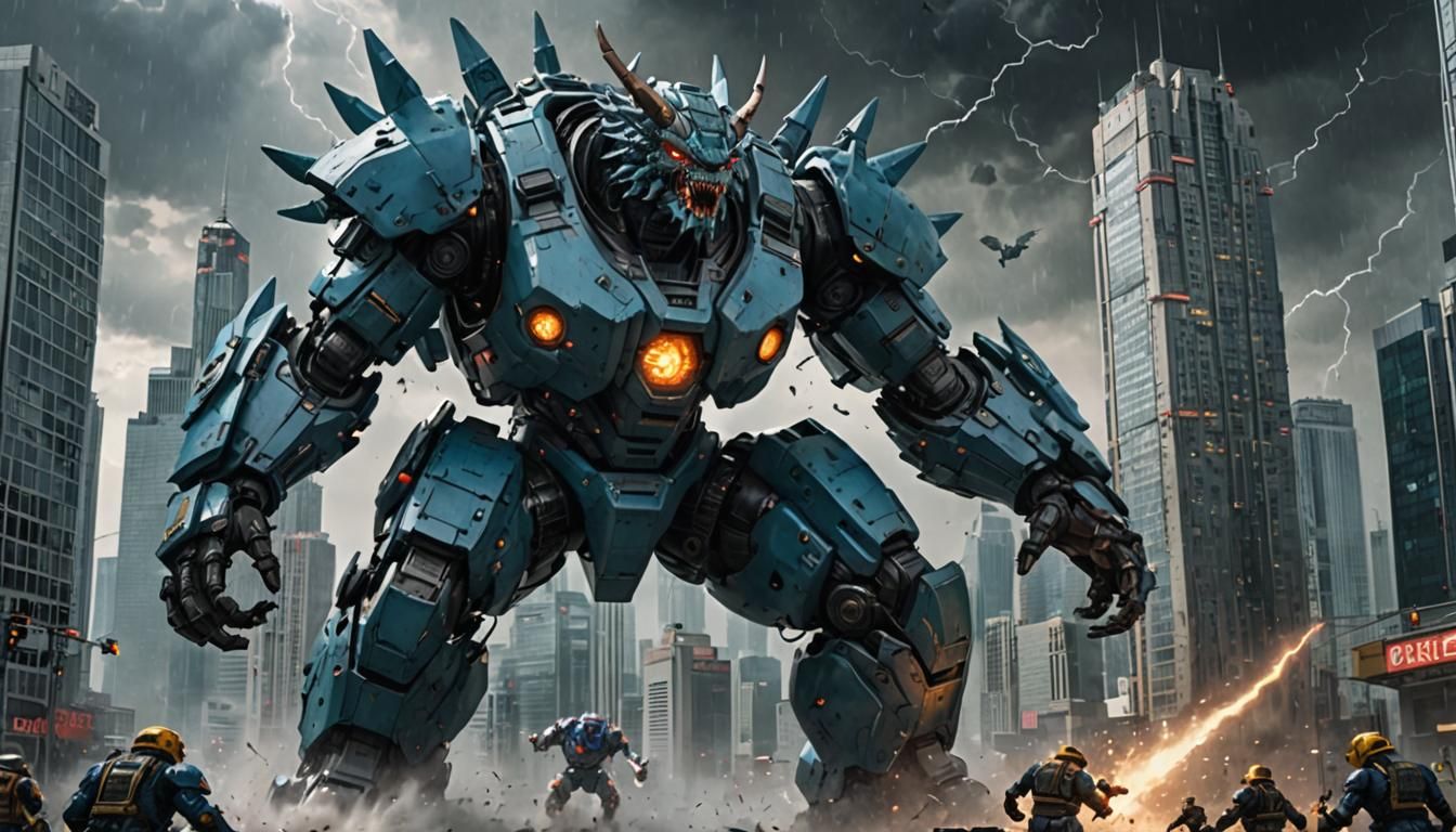 Mech Suit vs Kaiju Monster: Epic Battle