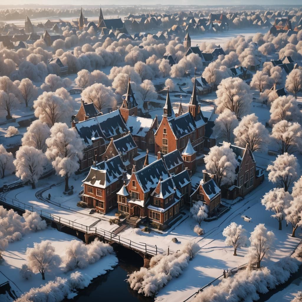 Winter Afternoon in the Netherlands: Detailed Matte Painting