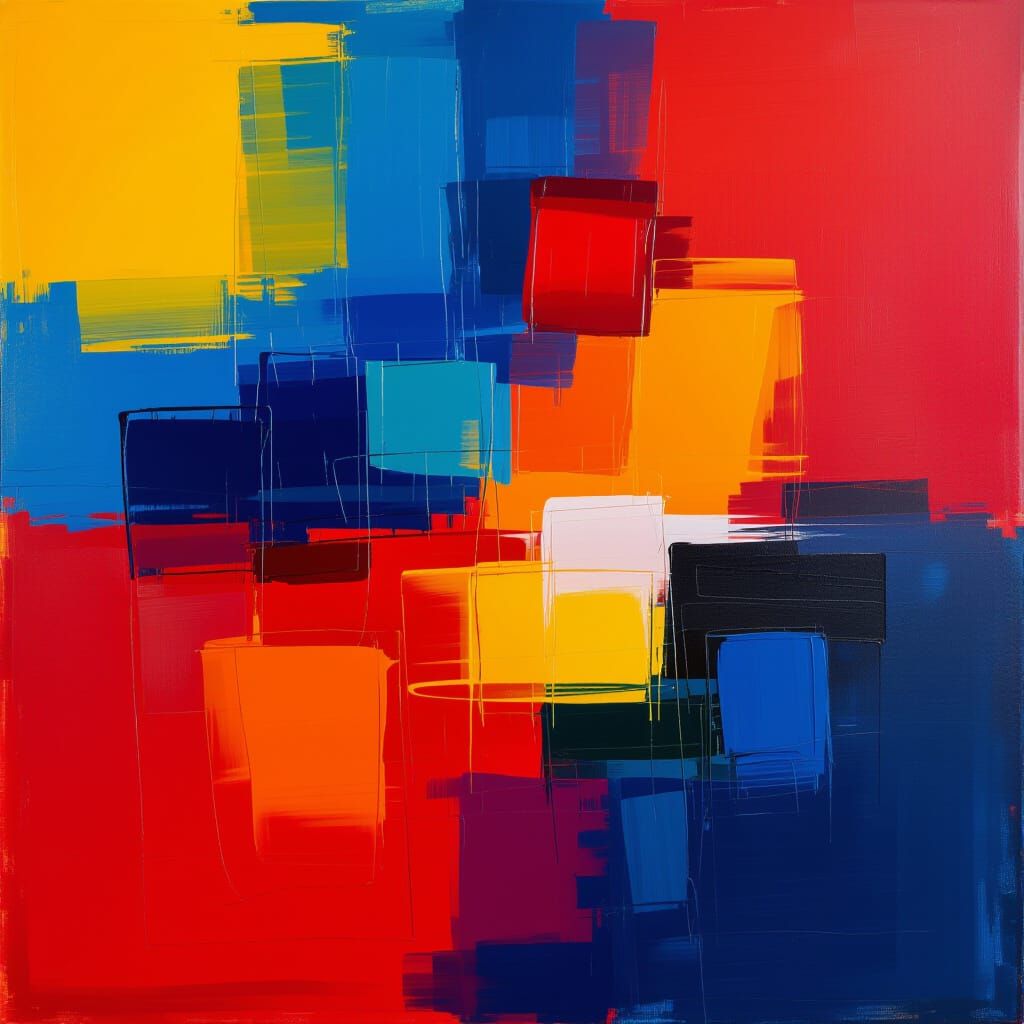 Vibrant Abstract Expressionist Painting with Bold Colors