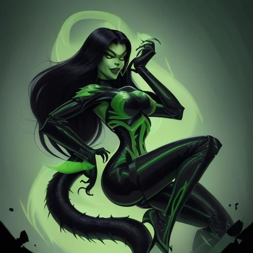Shego as Xenomorph Queen with Green Flames