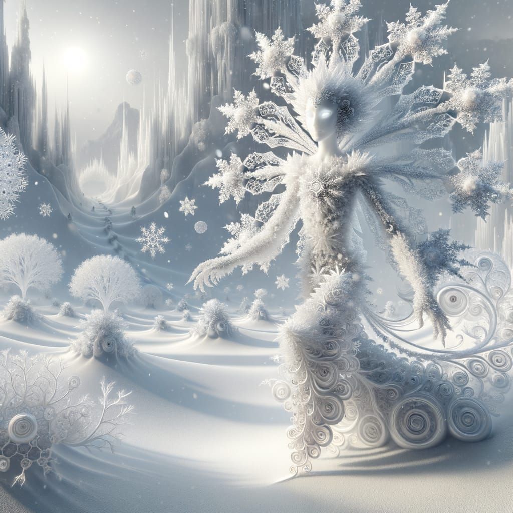 Majestic Snowflake Being in a White Winter Wonderland