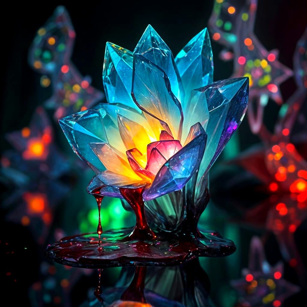 Ethereal Alien Crystal Bloom in a Futuristic Garden