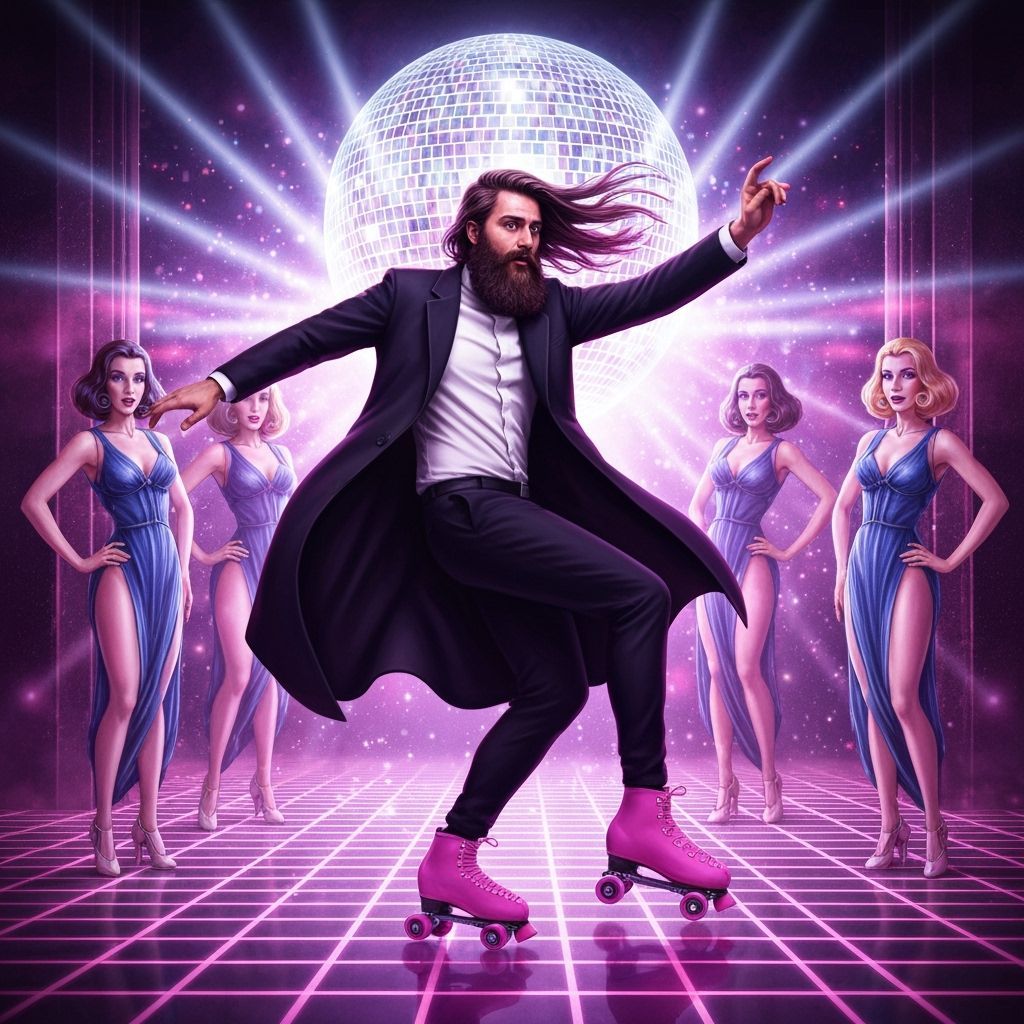 Priest on Roller Skates with Art Deco Divas