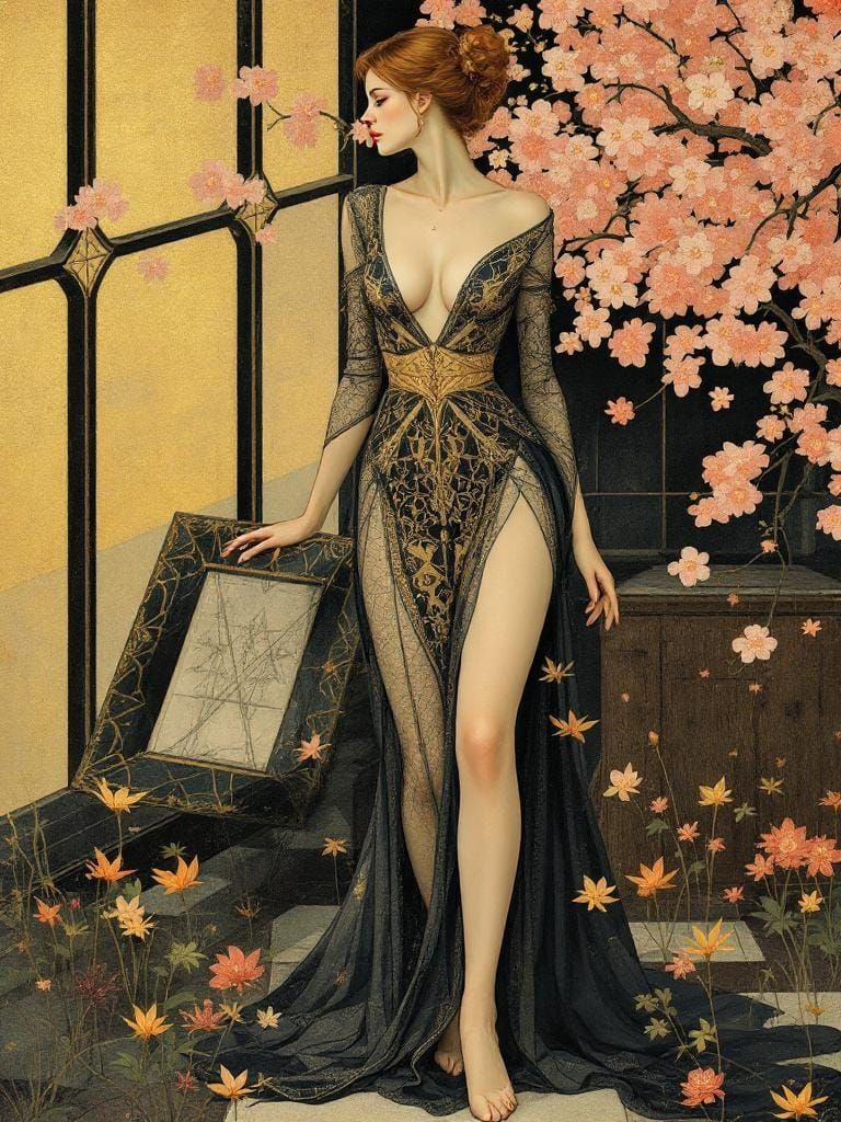 Elegant Figures in Geometric Garden: Gothic and Medieval Fus...