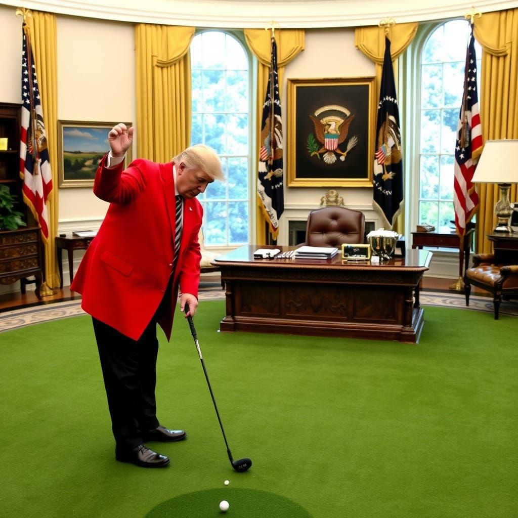 Donald Trump on the Oval Office Putting Green