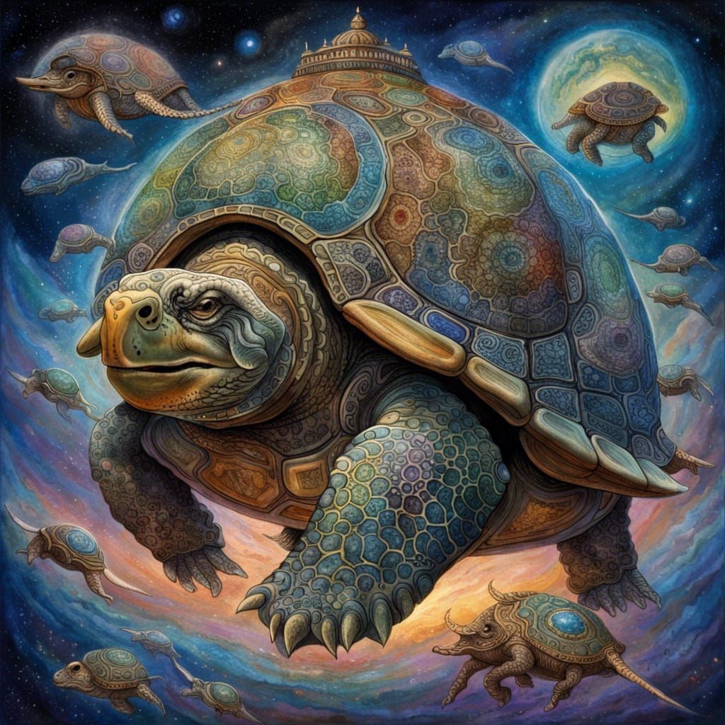 Discworld's Great A'Tuin in Cosmic Flight