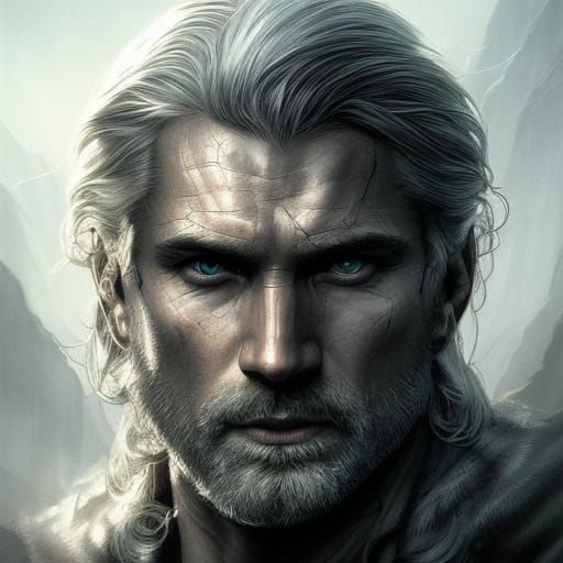 The Witcher Portrait in Hyperdetailed Digital Art Style