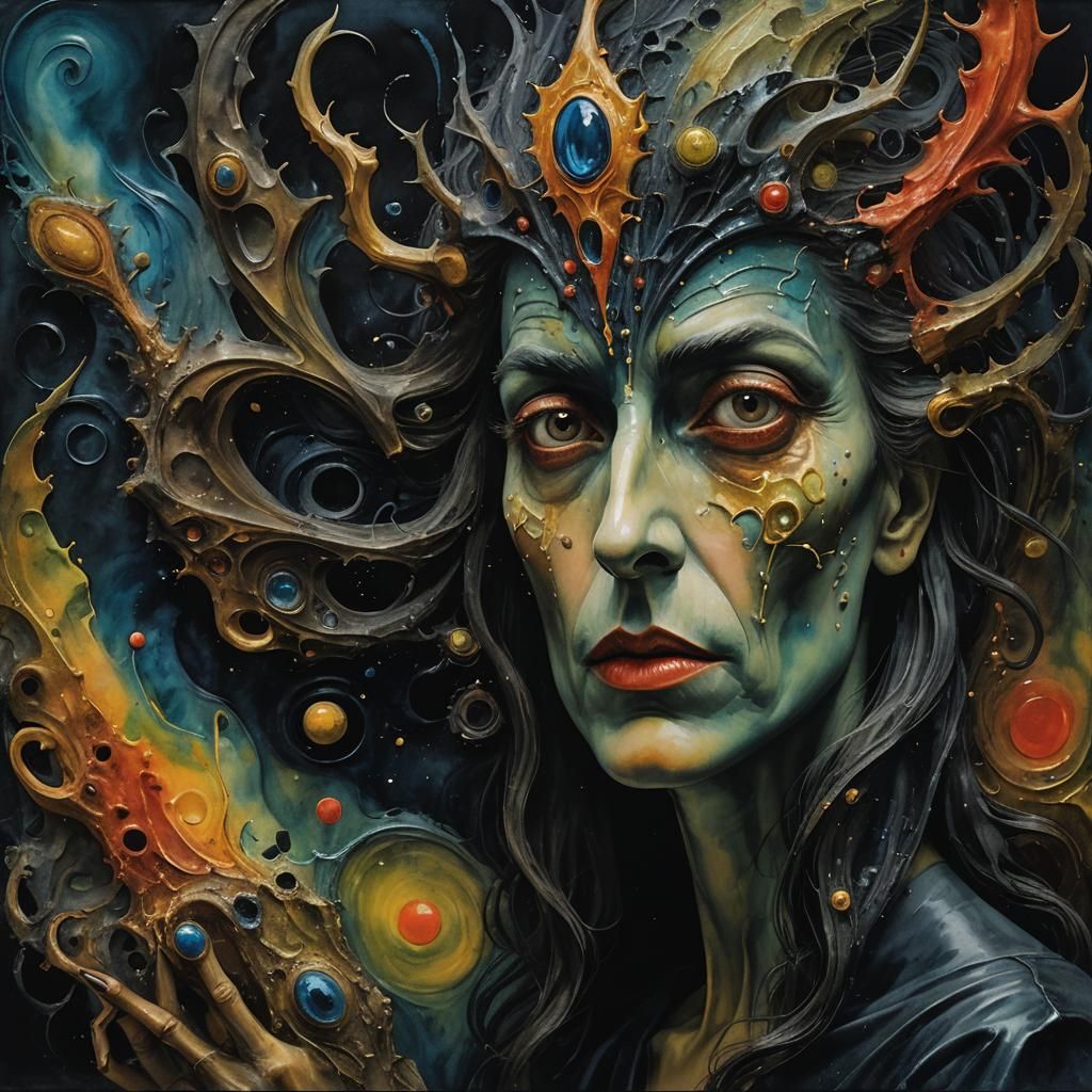 Surreal Hand Painting in Leonora Carrington Style