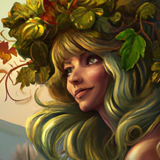Enchanting Forest Witch Portrait in Art Nouveau Style