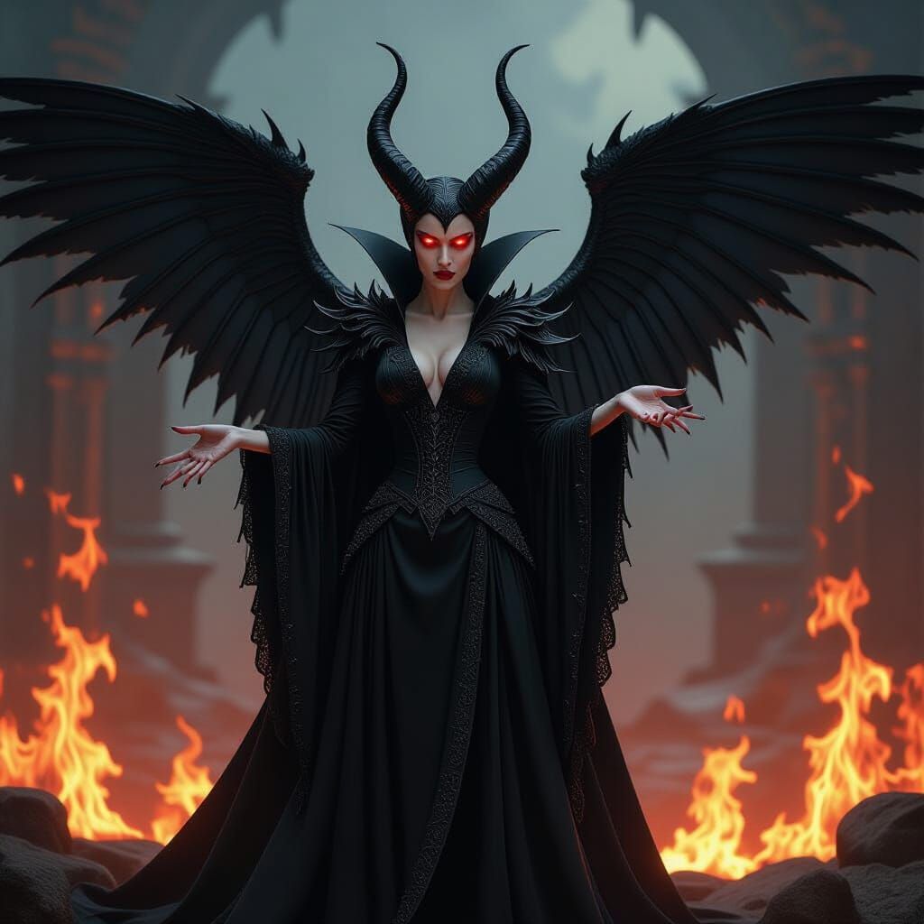 Terrifying Maleficent with Flames in Biomechanical Horror St...