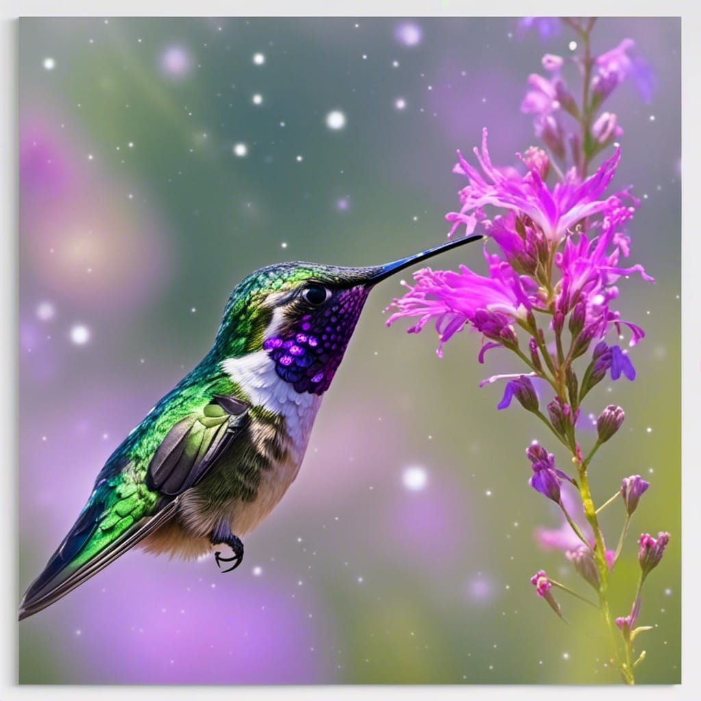 Hyperrealistic Hummingbird in Sunlit Meadow