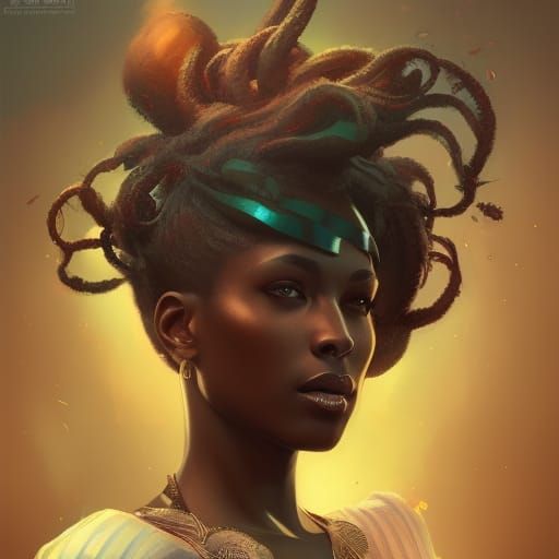 Detailed Portrait of a Nubian Queen