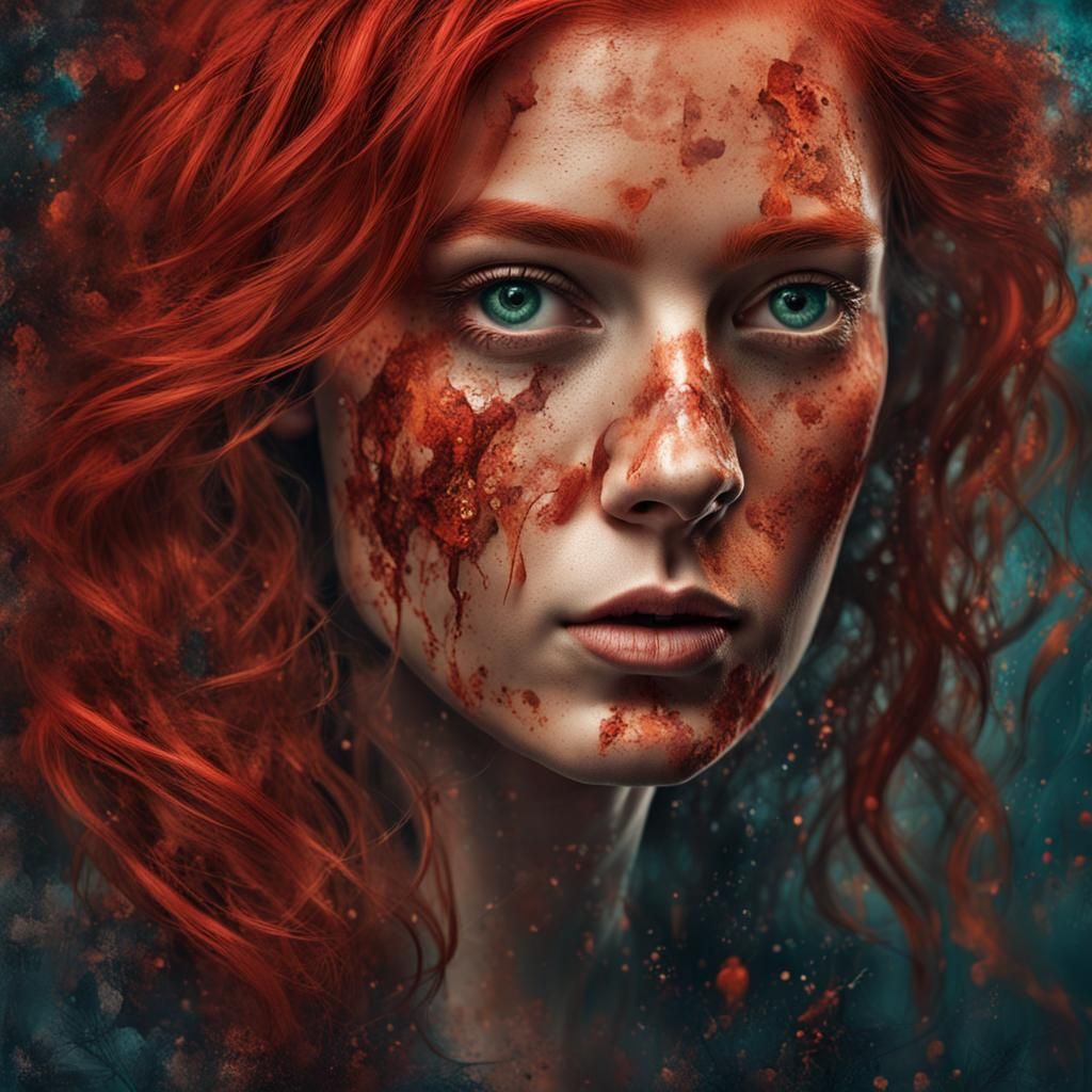 Haunted Welsh Woman: Hyperrealistic Portrait with Dramatic L...