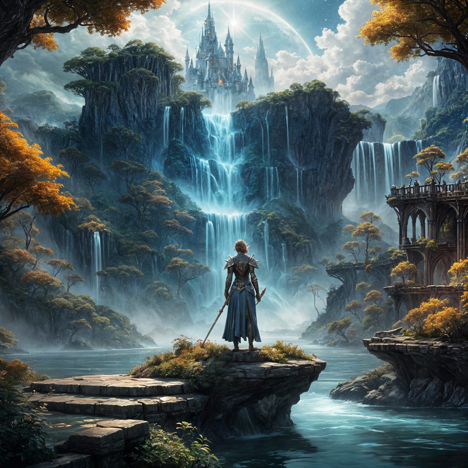 Celestial Dragonborn Paladin in Ethereal Armor