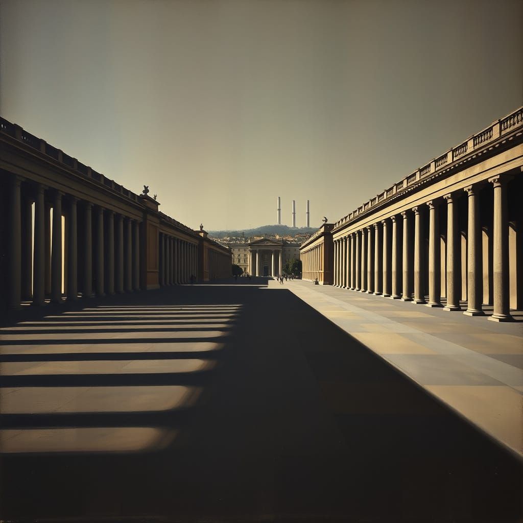 Metaphysical Cityscape in Giorgio de Chirico Style