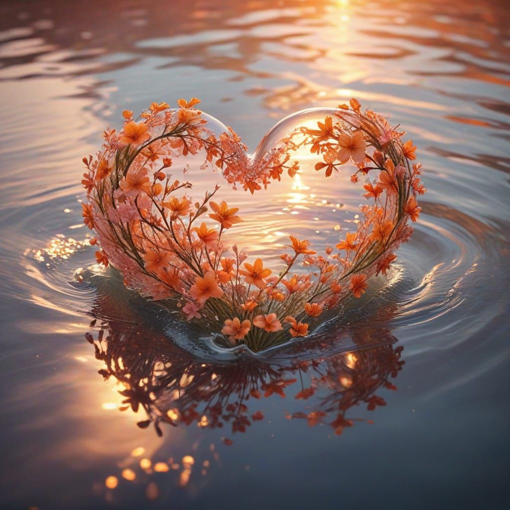 Romantic Botanical Watercolor of an Orange Blossom Heart