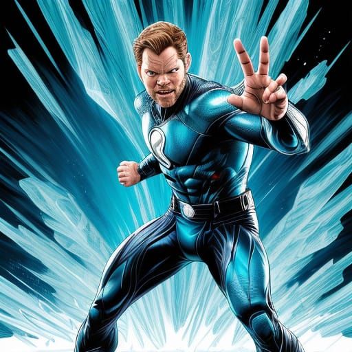 Comic Book Art of Shawn Ashmore as Iceman in Dynamic Pose