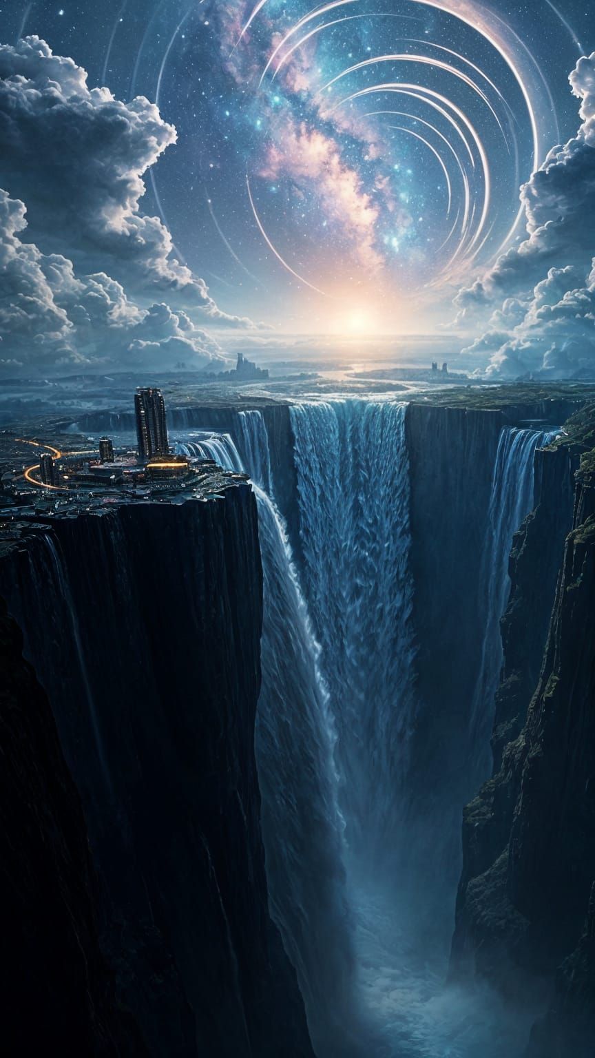 Cosmic Waterfall Panorama in Epic Cinematic Style