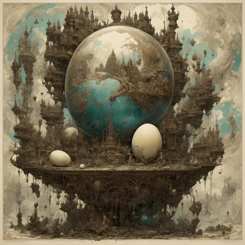 the egg <lora:Grunge-Poster:1.0> <lora:Surreal:1.0> <lora:Surrealize:1...