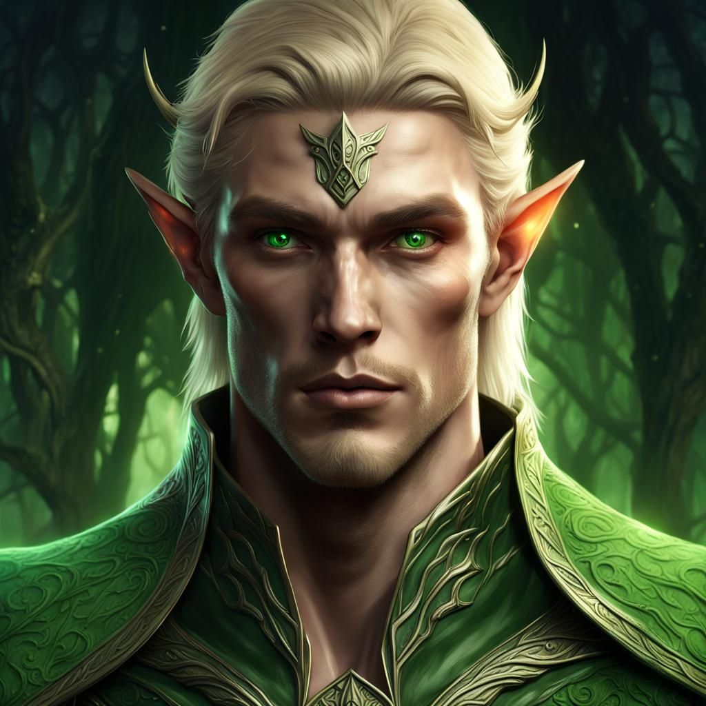 Elven Man with Glowing Eyes: Fantasy Concept Art