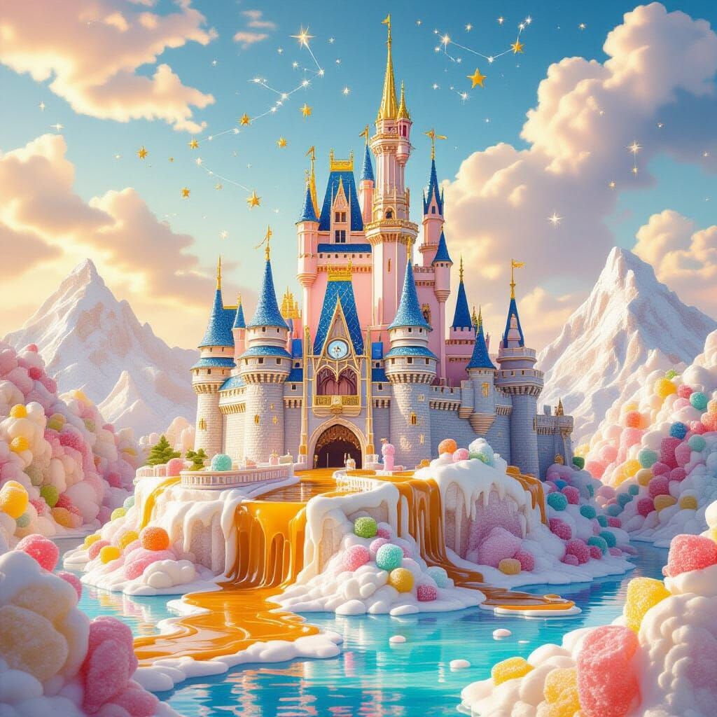 Sugar Castle on Nougat Mountain with Caramel Rivers