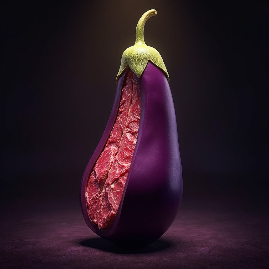 Hyperrealistic Eggplant Reveals Muscle Meat Interior