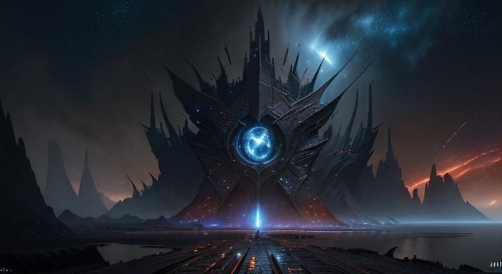 Fiery Iron World Map in Space: Matte Painting